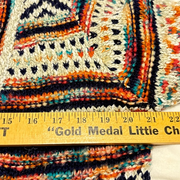 Vtg IBDefusion 1990’s Multicolored Boho Loose Knit Open Cardigan Sweater Sz Sm - Picture 8 of 10